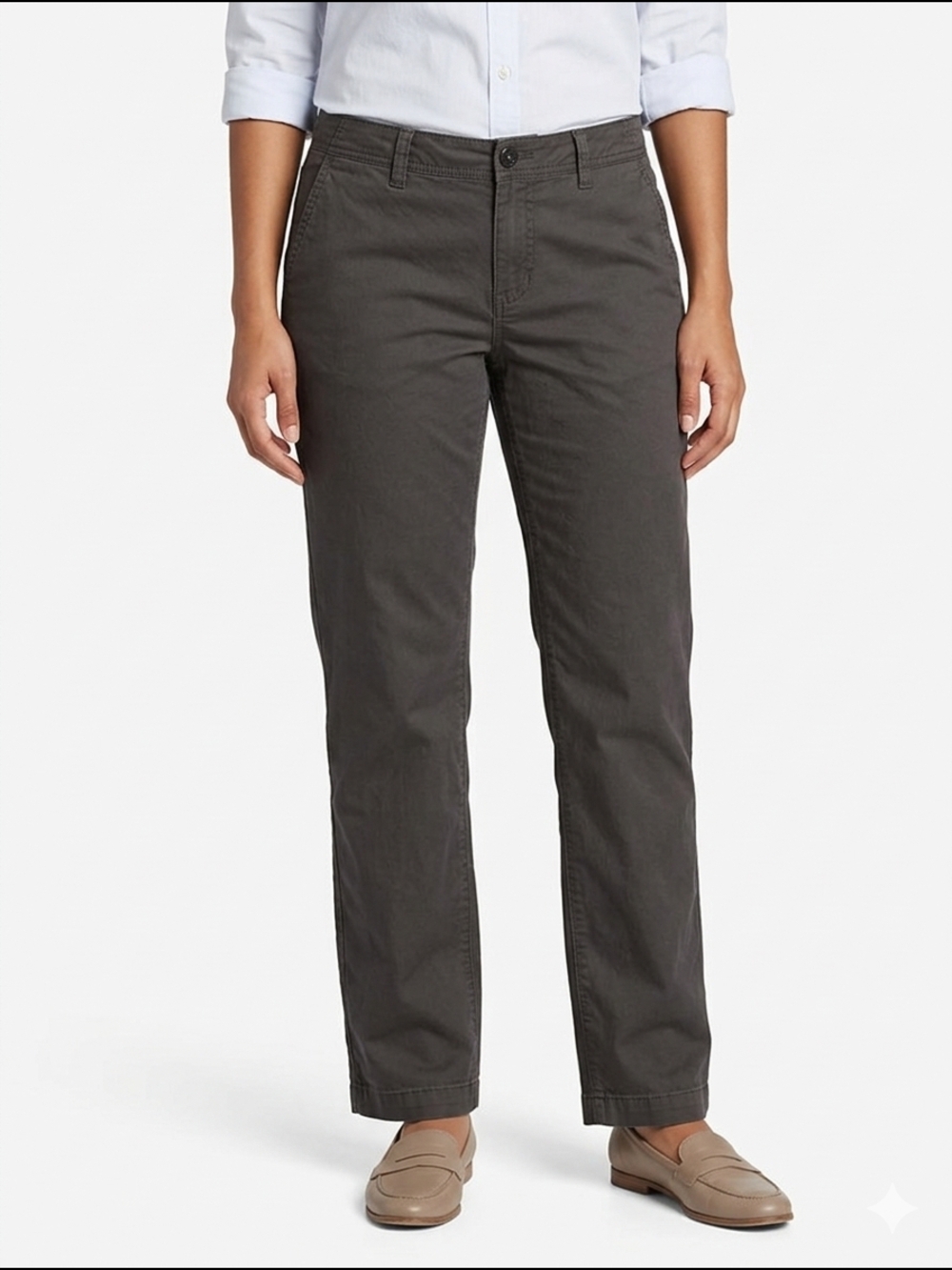 Eddie Bauer Slightly Curvy Straight Leg Chino Pants - Grey - Size 10
